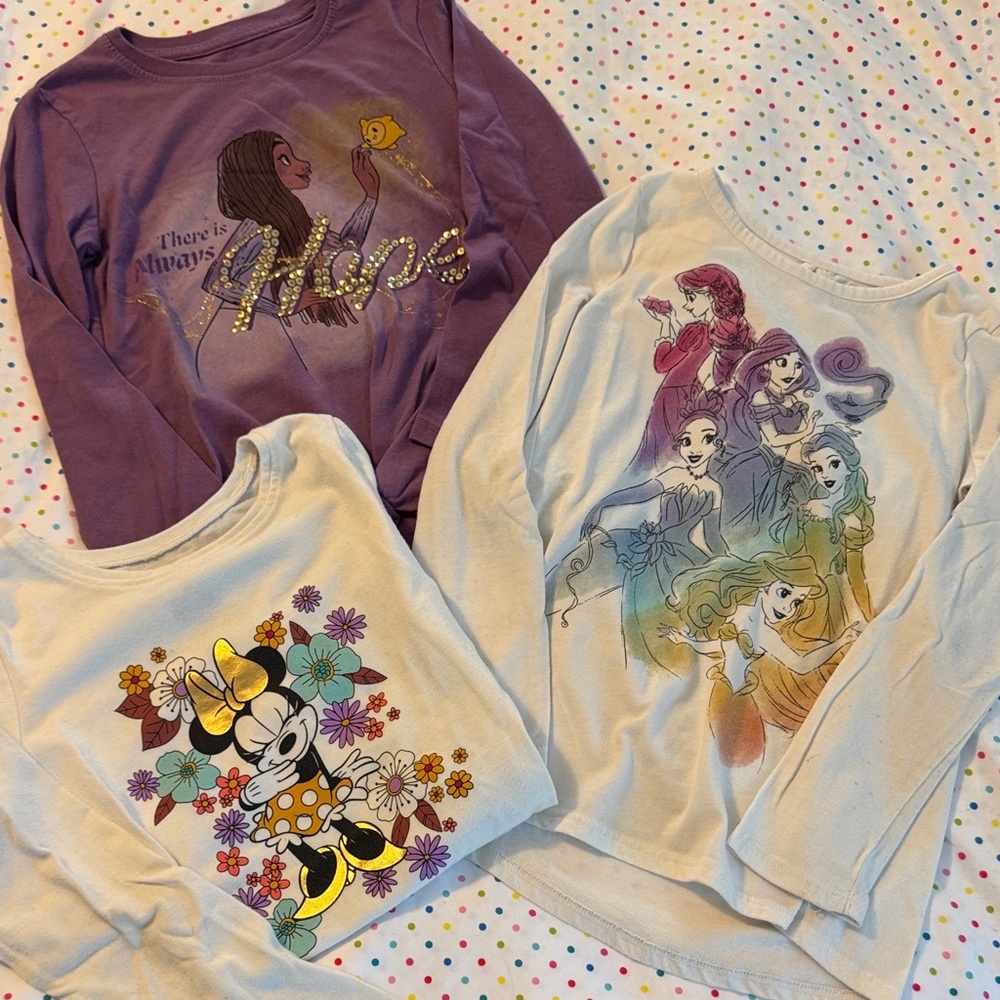 Disney Kids Long Sleeve Tops - Purple, White